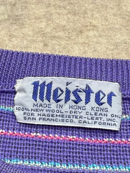 Vintage 80s Meister Purple Long Sleeve Crewneck Sweater Small Stranger Things - Picture 5 of 8